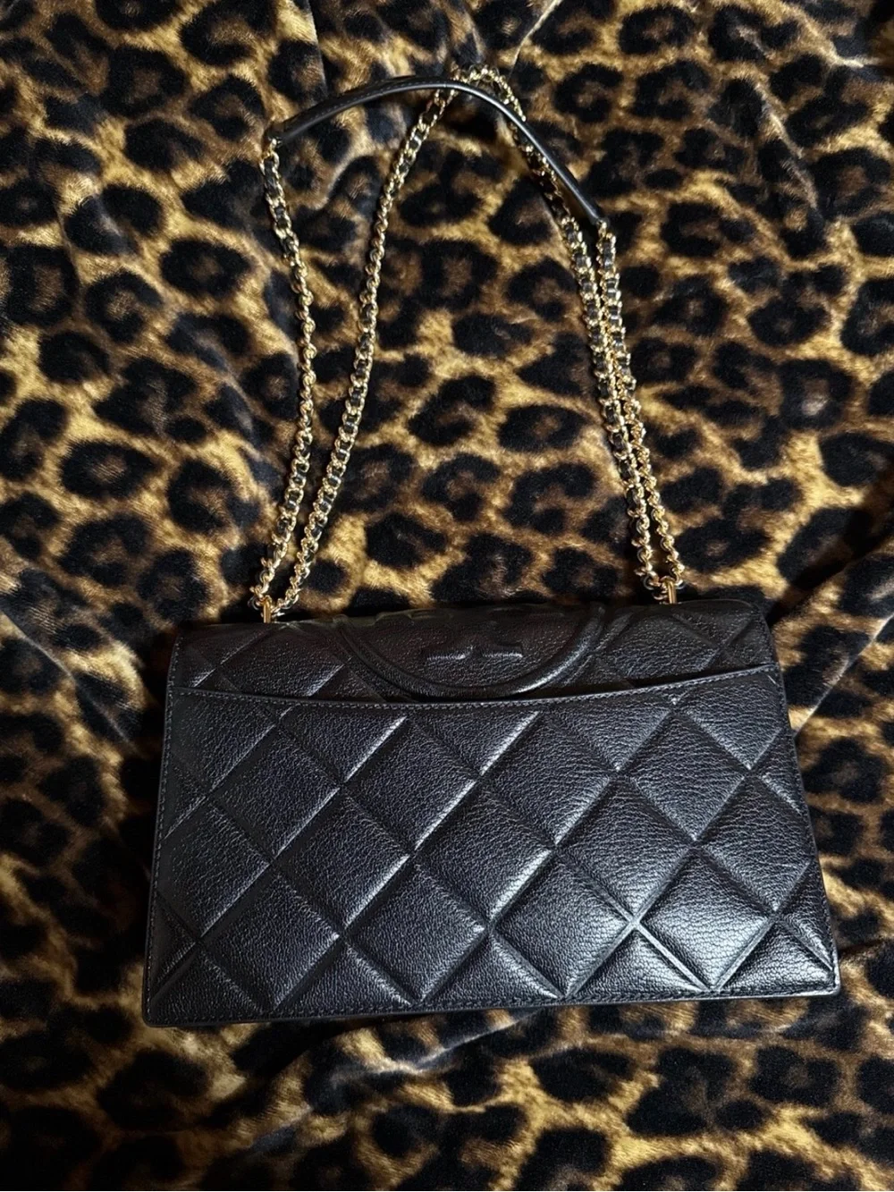 Black Tory Burch quilted Fleming bag